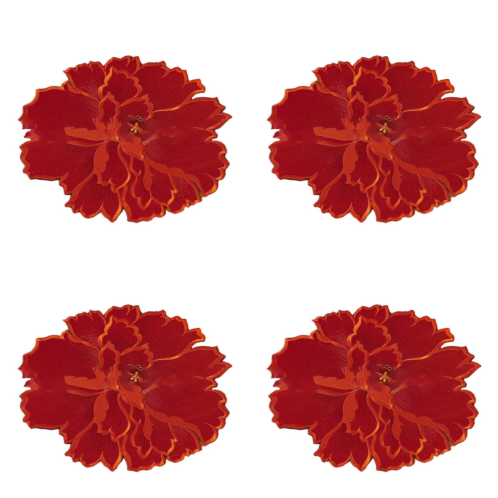 4 Pieces Flower Placemat, 3D Flower Placemats, Flower Shape Placemat, Heat-Resistant And Washable Placemat for Dining Table, White — image 6
