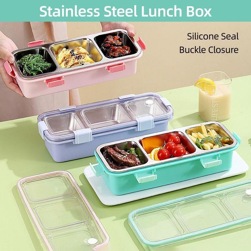 Stainless Steel Lunch Box Compartment Bento Box Food Container for Meal Prep Use - Pink โ image 2