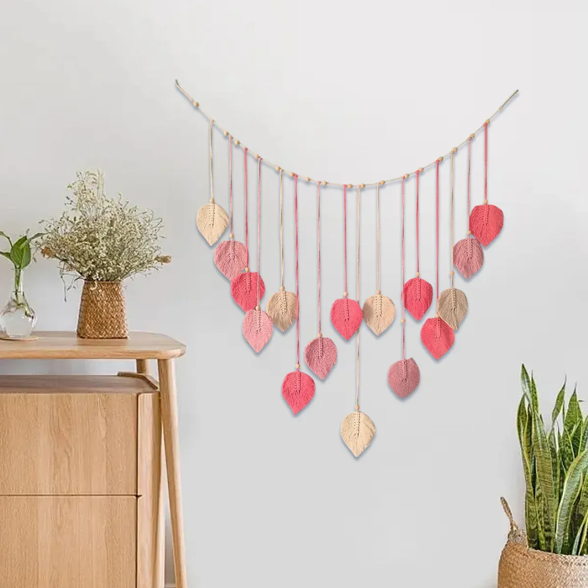 Bohemian Wall Hanging Cotton Cord Wood Bead Tassel Wall Tapestry Photo Decor โ image 6