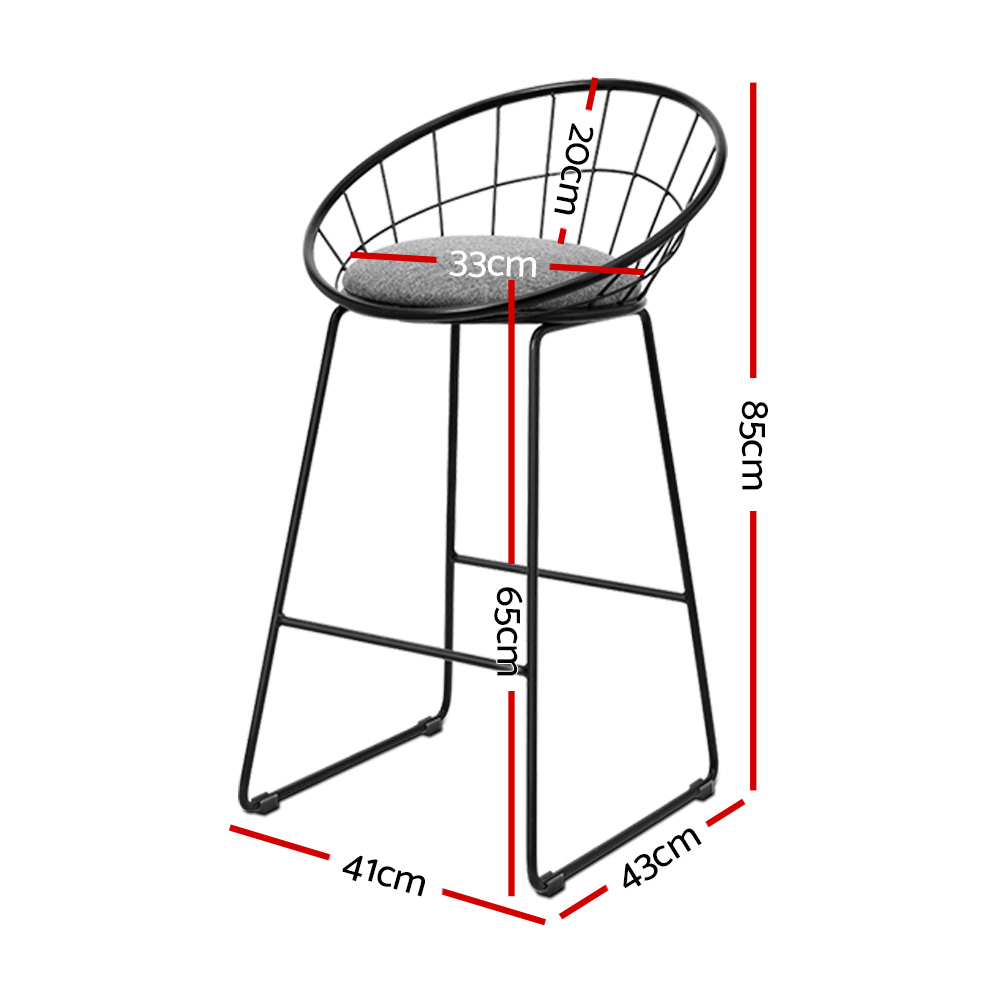 Artiss 2x Bar Stools Padded Seat Metal — image 2