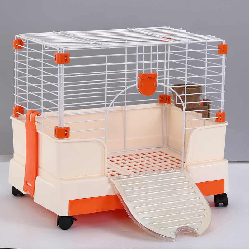 YES4PETS Small Orange Pet Rabbit Cage Guinea Pig Crate Kennel With Potty Tray And Wheel โ image 4
