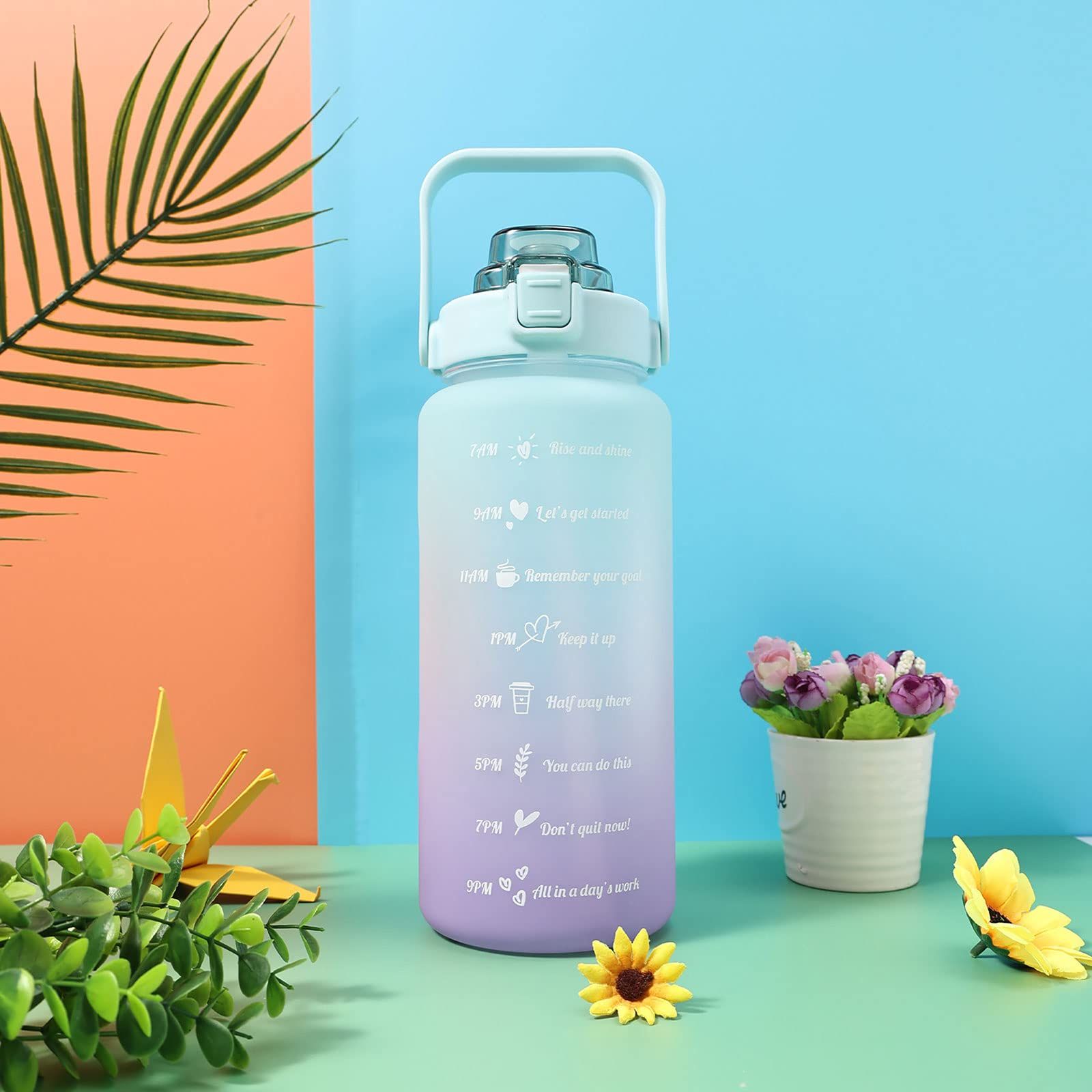 Water Bottle with Straw, 68 Oz with Time Marker Portable Large Capacity Fitness Sports Water Bottle for Outdoor Sports — image 2