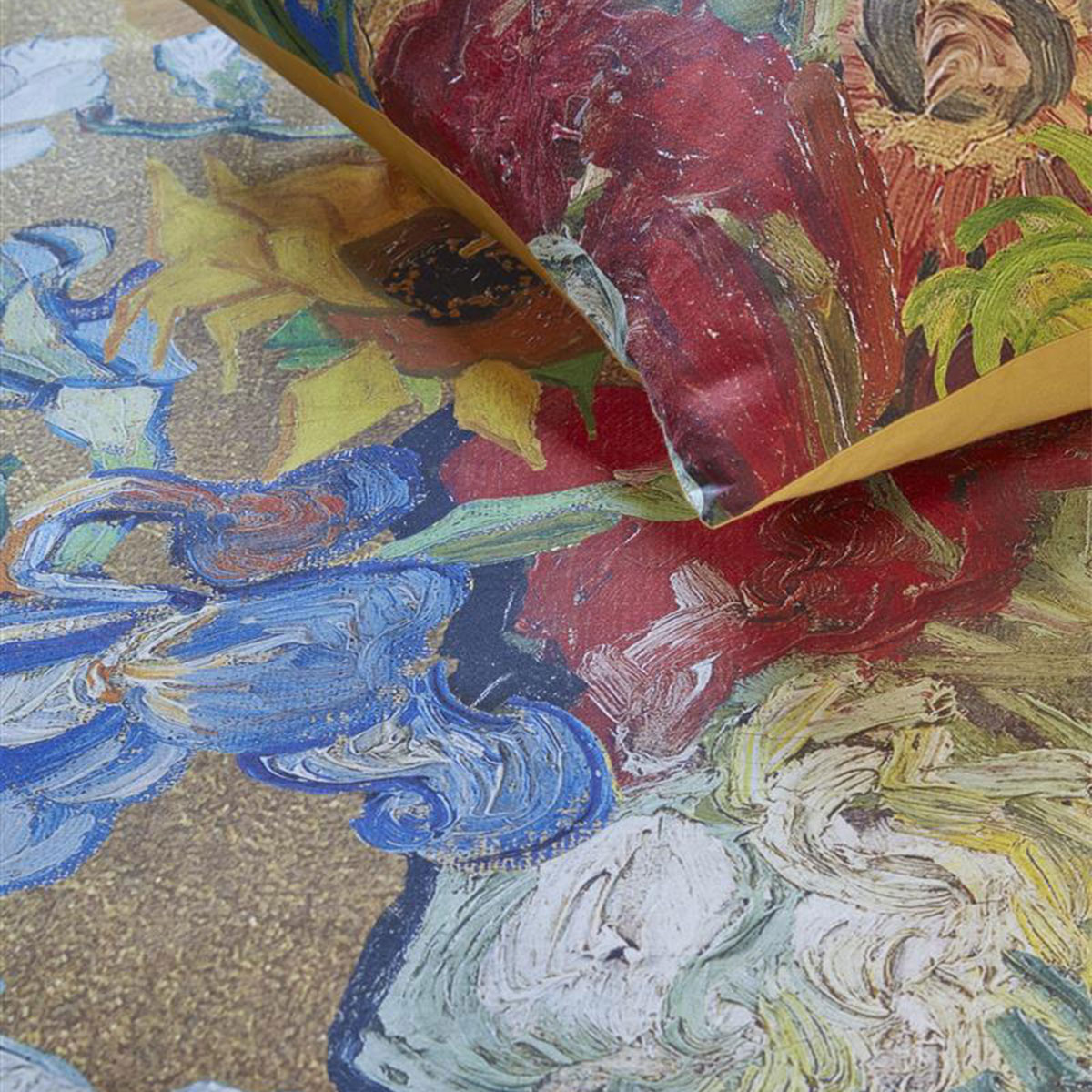 Bedding House Van Gogh Bouquet d'Anniversaire Gold Cotton Sateen Quilt Cover Set Super King โ image 3