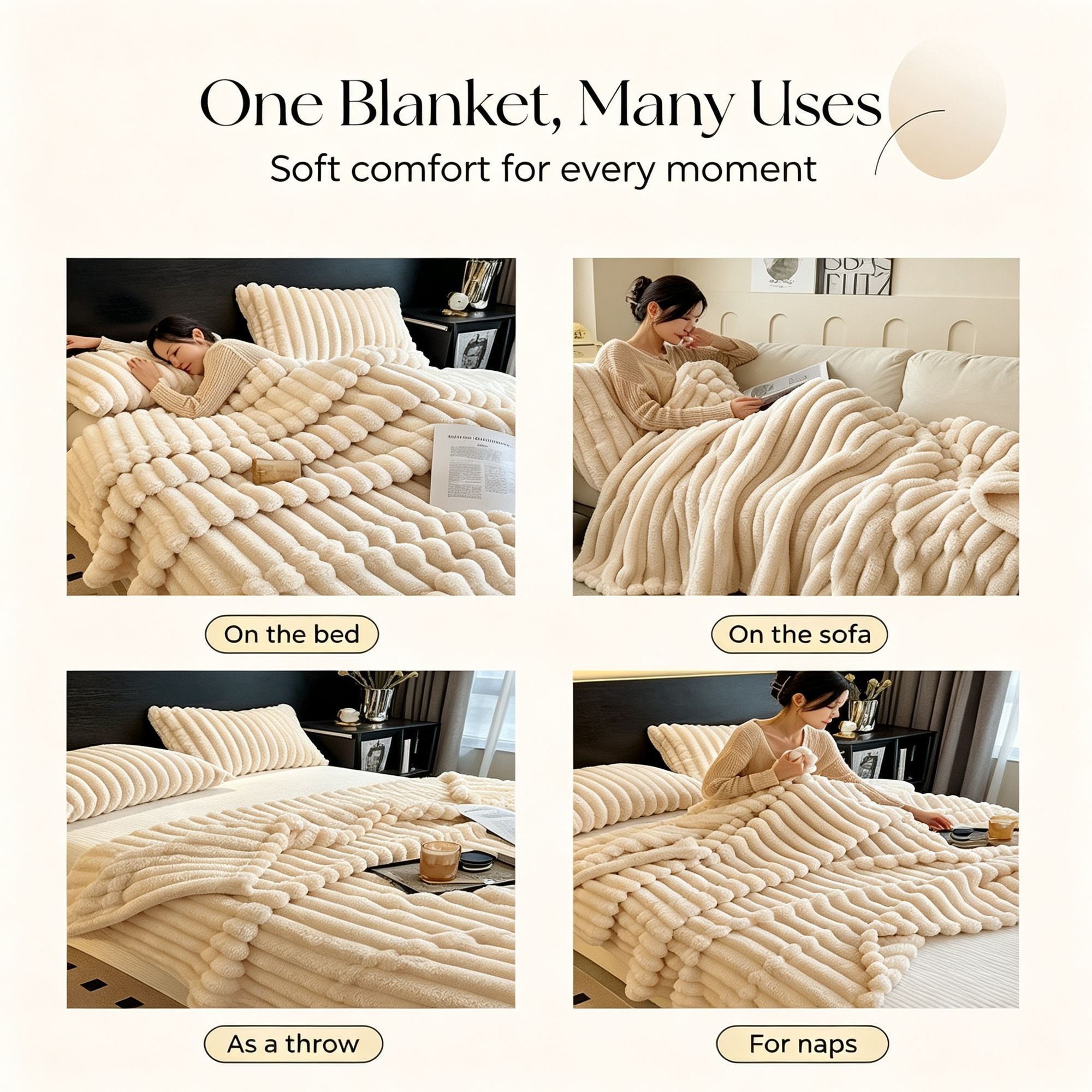 Premium Rabbit Fleece Double Blanket Thick Flannel Milk Fleece Bed Throw Matcha Green 200 × 230cm Perfect Christmas Gift — image 4