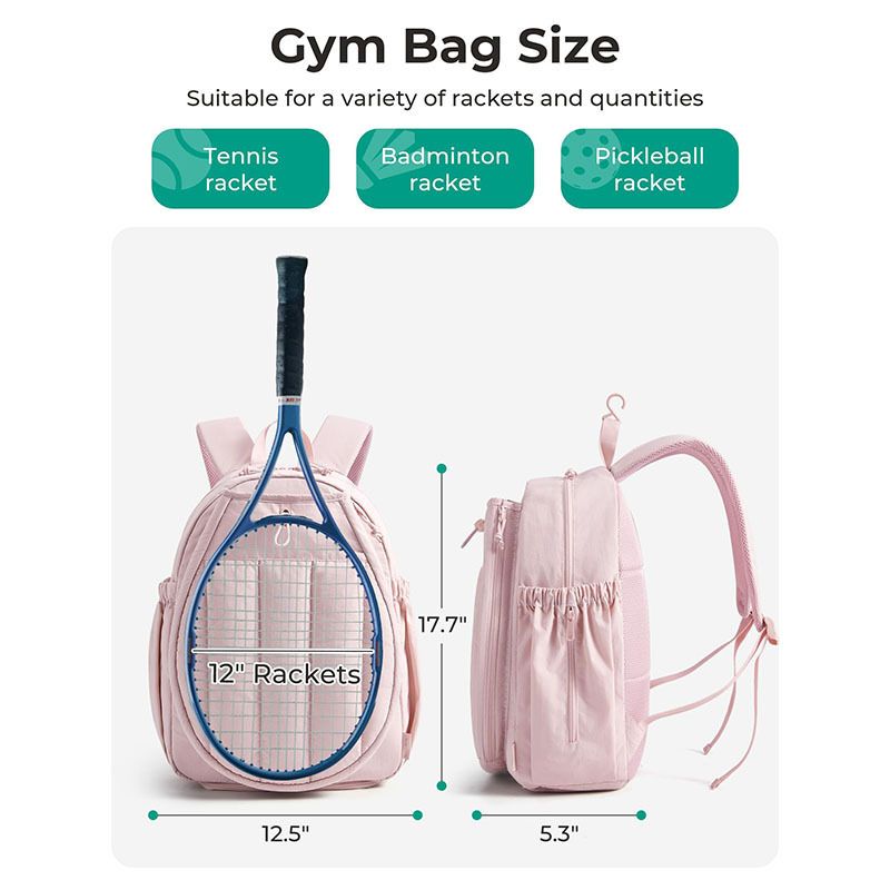 Beige Tennis Backpack with Shoe Compartment - Pickleball & Badminton Racket Bag, Padded Sports Backpack with Multiple Pockets for Outdoor Training and Travel โ image 3