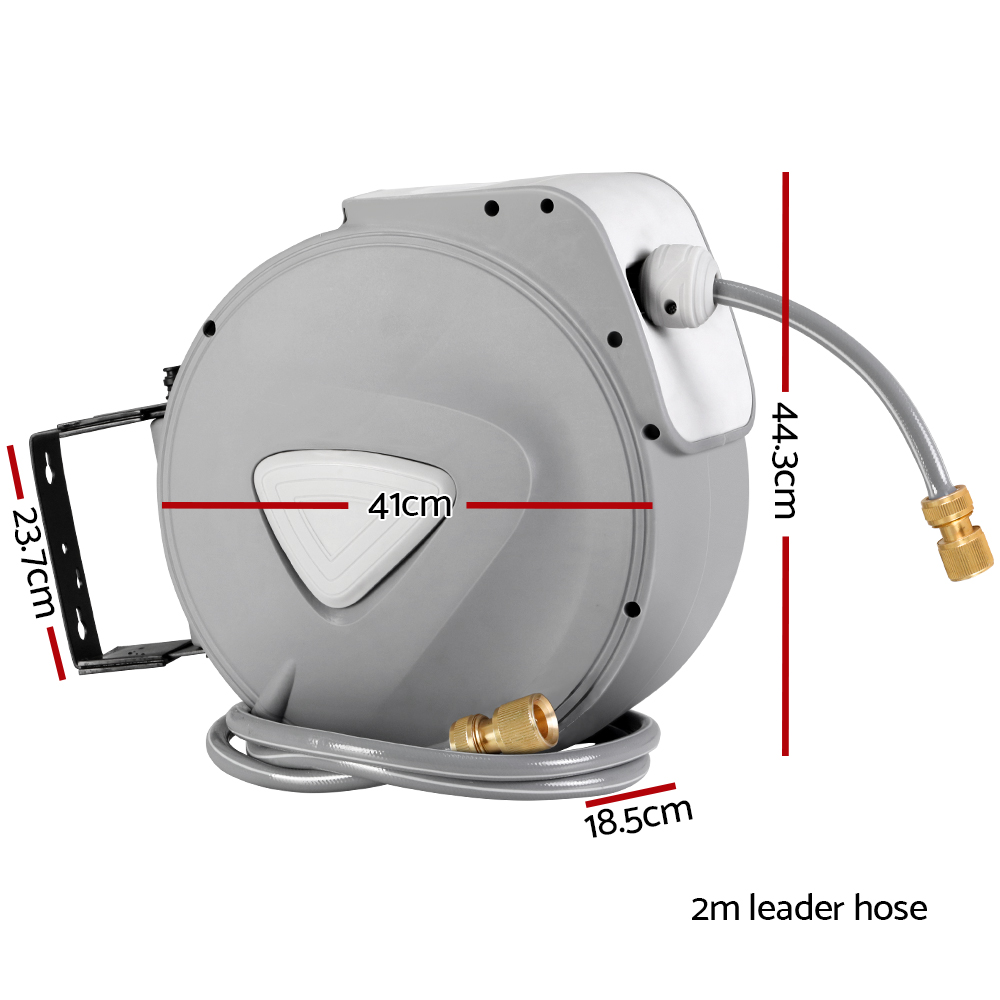 Water Hose Reel 30M Retractable Garden Auto Rewind Brass Spray Gun — image 2