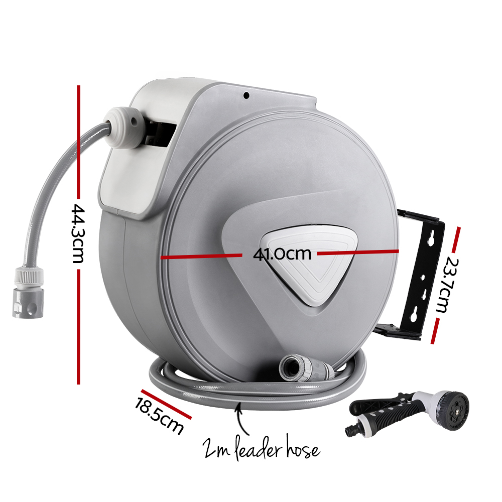 Water Hose Reel 30M Retractable Garden Auto Rewind Spray Gun — image 2
