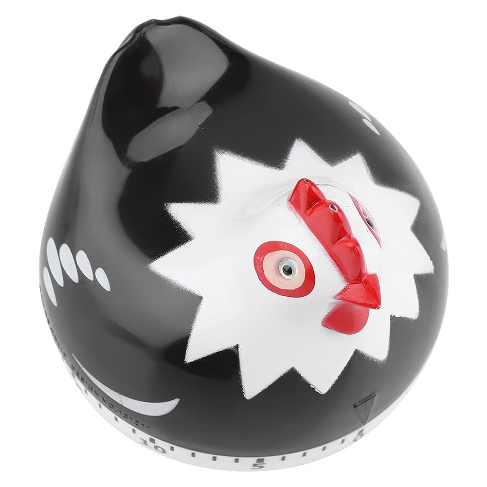 Cartoon Hen Mechanical Timers 60 Minutes Kitchen Cooking Timer Clock Loud Alarm Counters Mini Size Manual Timer for Study (Black) — image 3