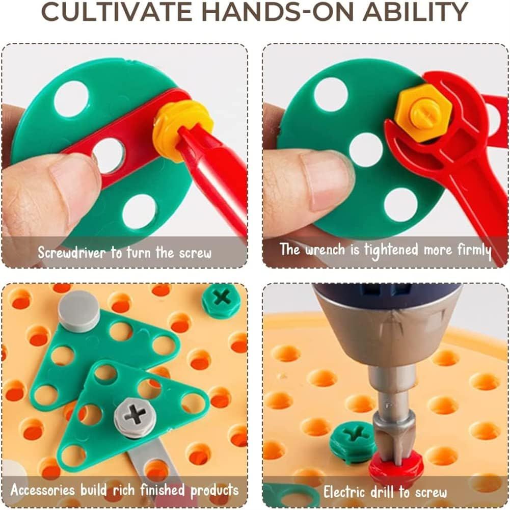 Creative Tool Box - Creative Mosaic Toy with Electric Drill Screw Tool Set, 3D Creativity Kit Toy for Kids Ages 3-12 Years Old — image 2