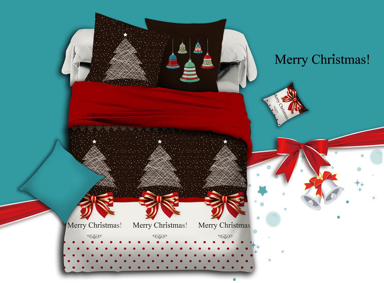 Merry Queen Size Christmas Quilt/Duvet Cover Set โ image 2