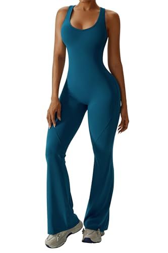 Women's Flared Jumpsuit for Yoga, Gym, Sports & Casual Occasions, M (Teal) — image 4