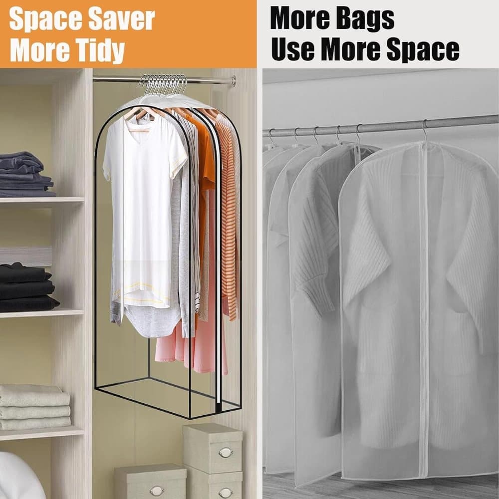 3-Pack Transparent Dustproof Garment Storage Bags with Zipper for Wardrobe, PEVA, 60 × 25 × 130cm — image 2