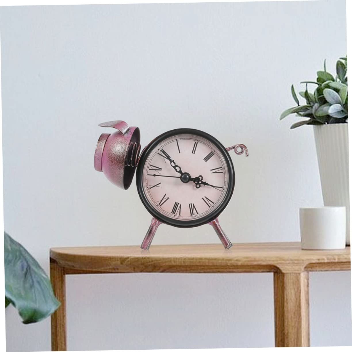 Clock Home Desk Clock Decor Pig Figure Desk Clock Iron Art Desk Clock Home Decor Vintage Desk Clock Pig Figure Clock โ image 2