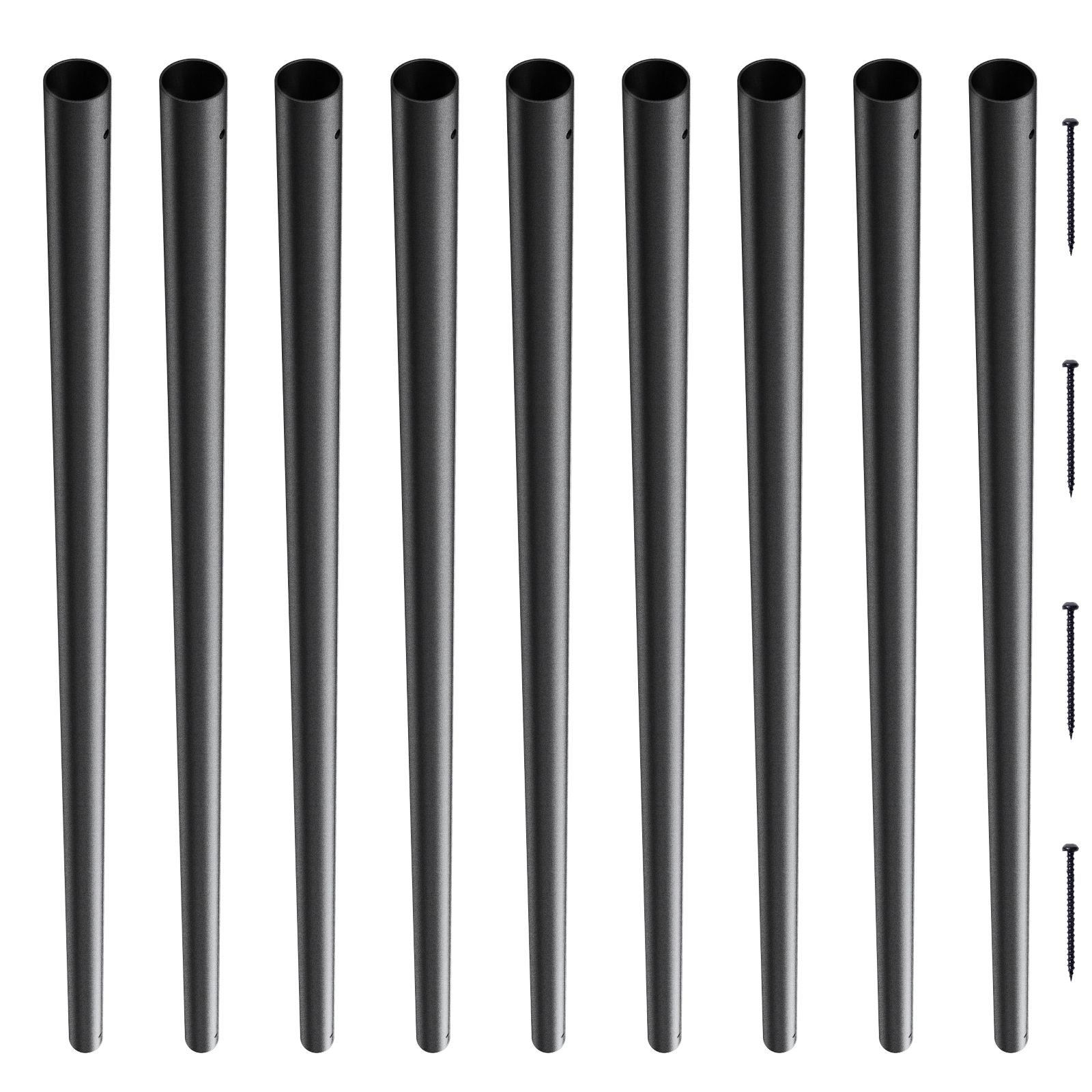 Staircase Metal Balusters, 3/4'' Round x 32'' Long Aluminum Decorative Banister Spindles, 101 Pack Deck Baluster with Screws, Classic Hollow Deck Railing Satin