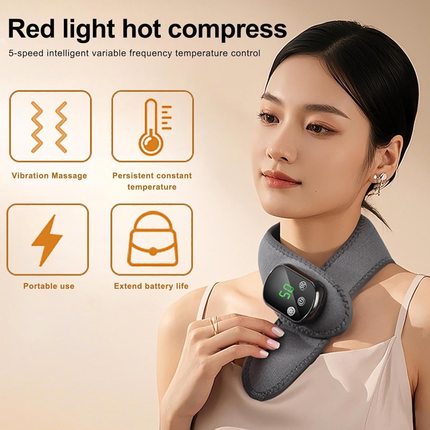 Cordless Neck Heating Pad with Massage, Neck Massager with Heat, Neck Heating Pad for Pain Electric, Heated Neck Brace Wrap Soreness Stiffness Pain Relief — image 2