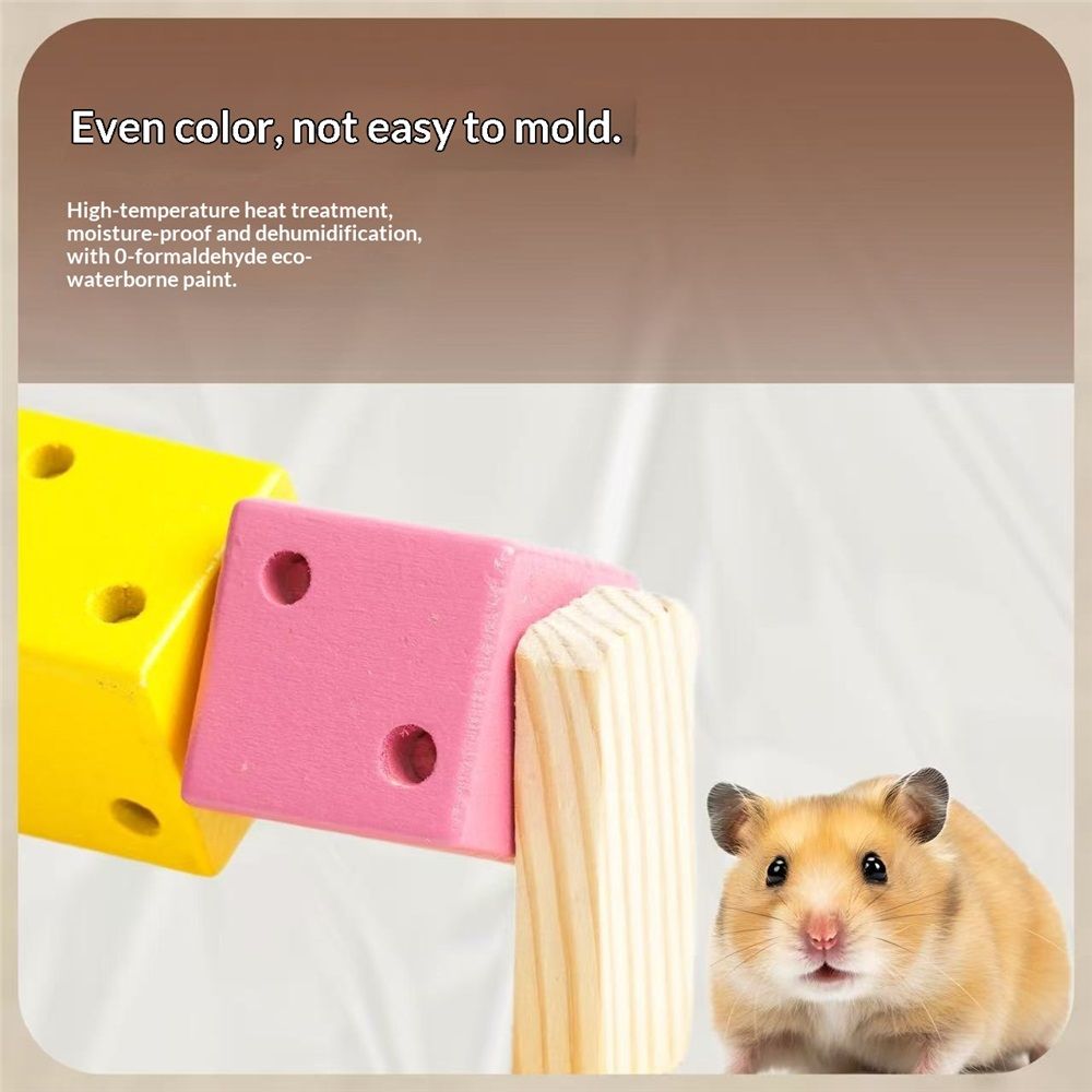 2 pack Hamster Chew Toy Wood Platform Grinding Teeth Toys Exercise Intelligence Training Colorful Wooden Block for Small Animals Chinchilla Gerbil — image 3