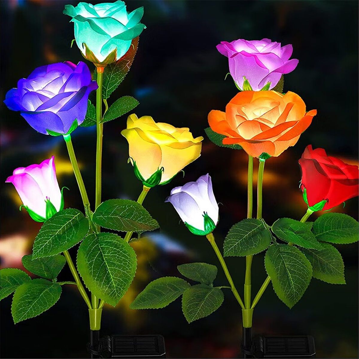 Solar Garden Lights - Upgraded Outdoor Light, 7 Color Changing Rose Lights for Yard,Garden Decoration, Enlarged Solar Panel, More Realistic Rose Flower (4 — image 4