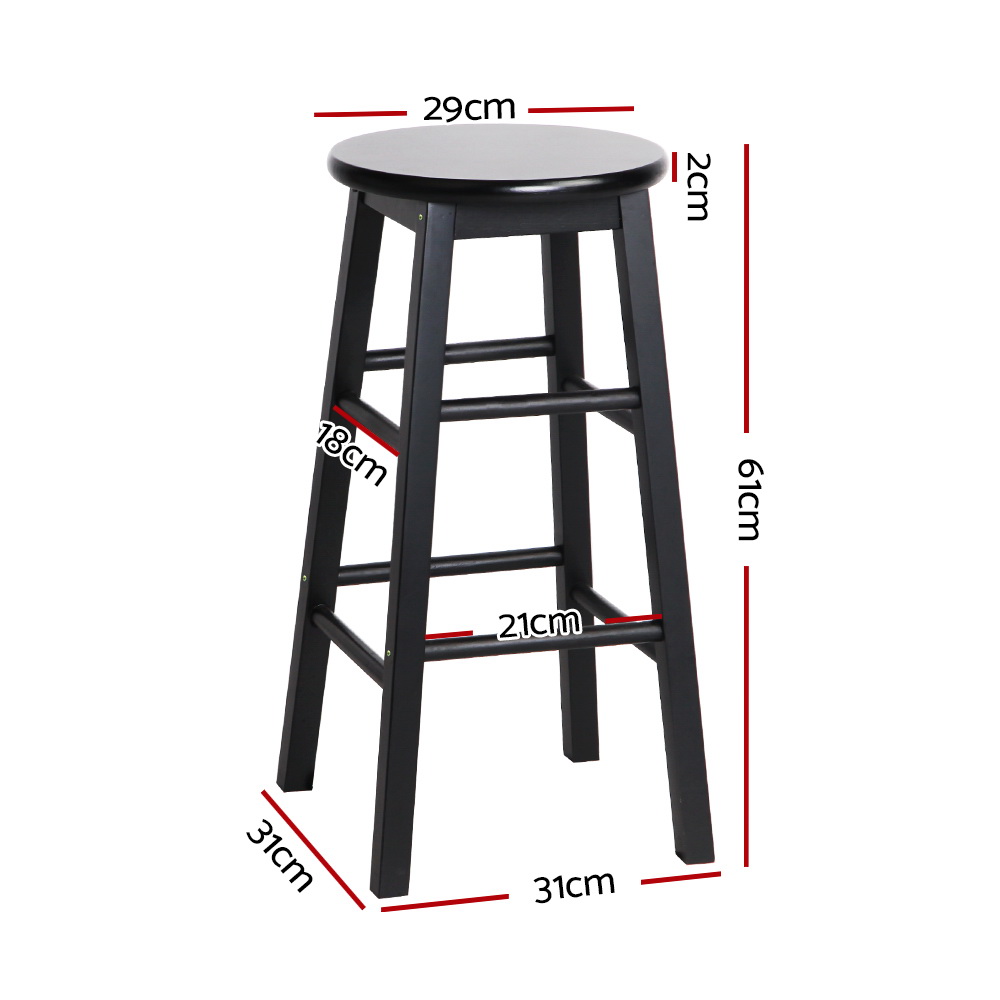 Artiss 2x Bar Stools Round Chairs Wooden Black โ image 2