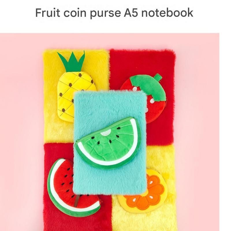 Fruit-Shaped Office Supplies Set-3 packs Orange Shaped Sticky Notes and A5 Plush Notebook with Orange Shaped Detachable Coin Purse - Cute Memo Pads for โ image 2