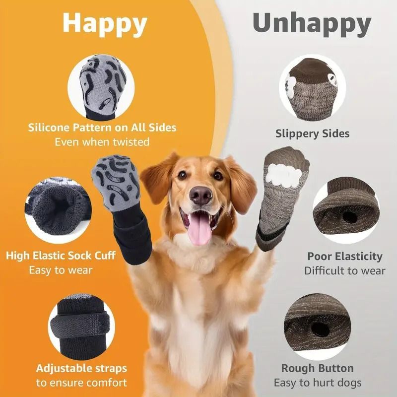 Dog Shoes Non Slip Indoor Outdoor Cotton Gray dotted style [high-end storage bag] L large size 7.5*18cm [recommended within 15-20kg inches] [pack of — image 2
