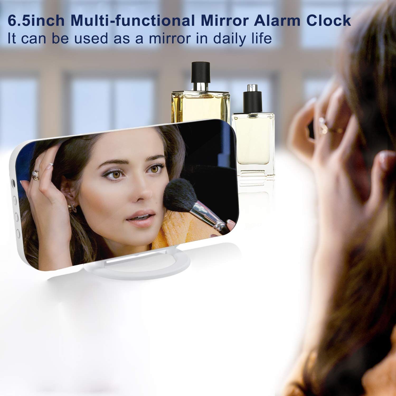 Digital Alarm Clock,Large Display LED And Mirror Desk Clock With Dual USB Charger Ports, 3 Levels Brightness โ image 3