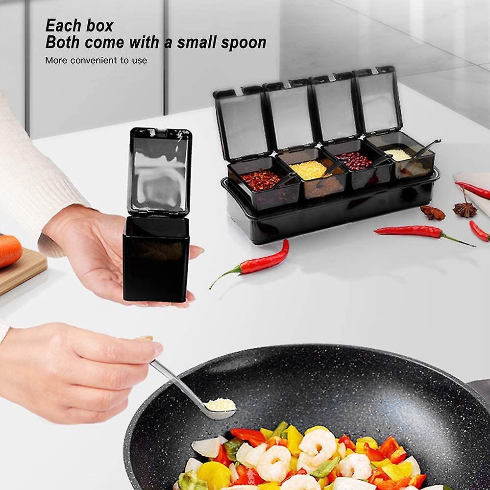Set Of Condiment Boxes With 4 Removable Compartments For The Kitchen, Condiments — image 3