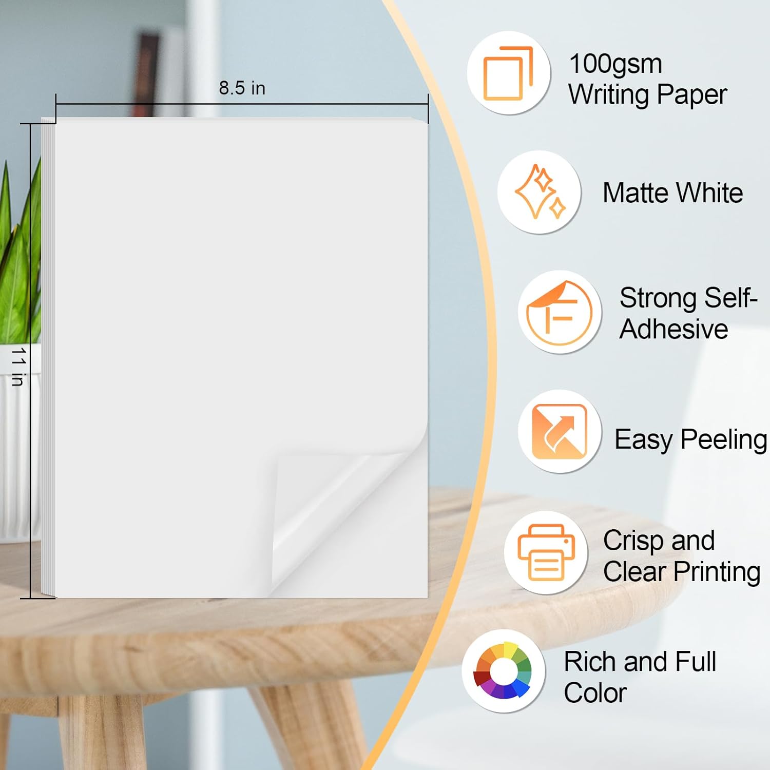 Printable Sticker Paper for Inkjet Printer, 40 Sheets 8.5"x11'' Matte Printer Full Sheet Labels Laser/Inkjet Printers, Letter Size - 8.5''x11''(1-up) โ image 2