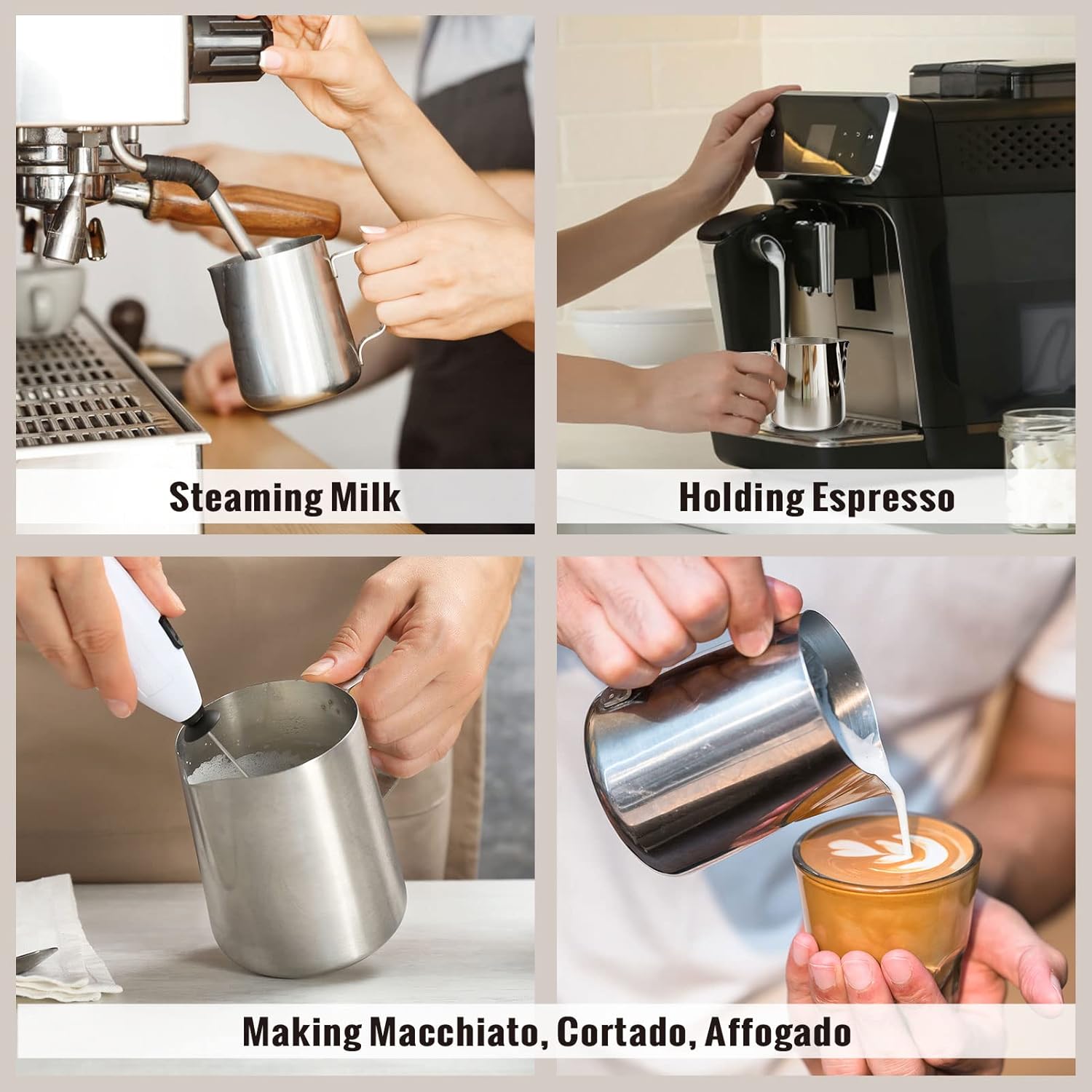 Milk Frothing Pitcher, 6.8oz/200ml Stainless Steel Milk Frother Cup, Small Steaming Pitcher for Espresso Machine, Latte Art Pour Cup โ image 4