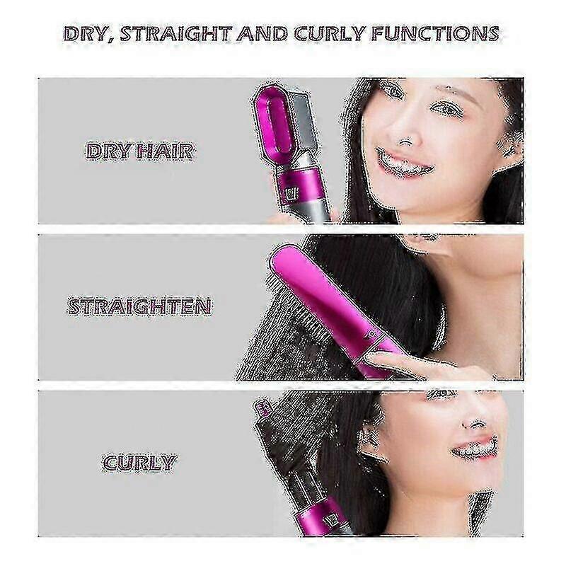 5-in-1 Hair Dryer Curler Straightener Blow Dryer Brush Pink — image 5