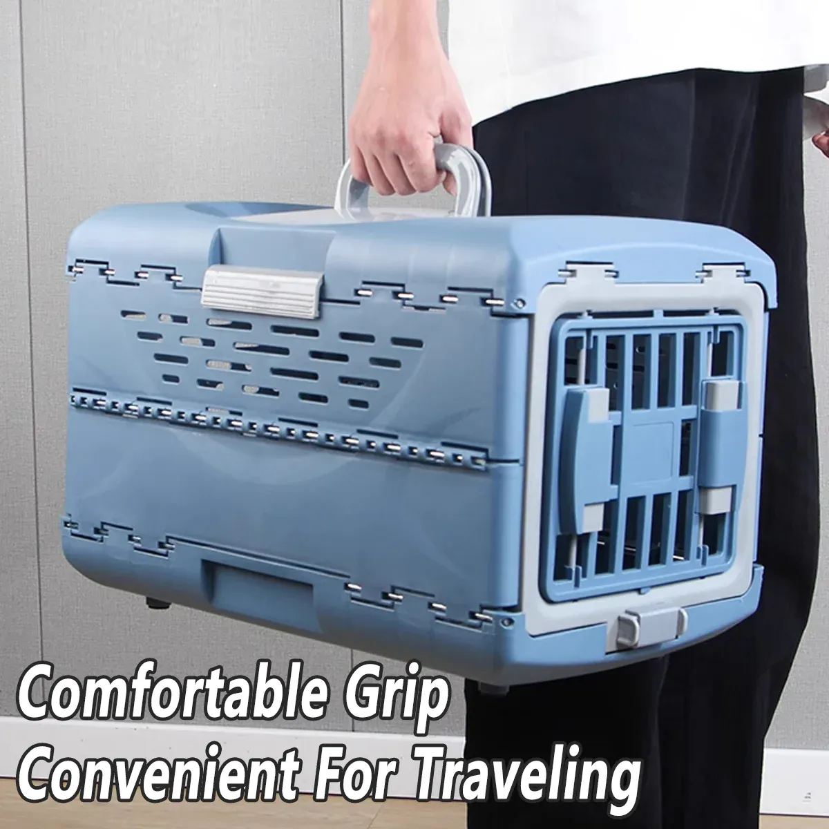 Foldable Pet Carrier Portable Dog Cat Travel Bag Cage House Kennel Case Blue โ image 6