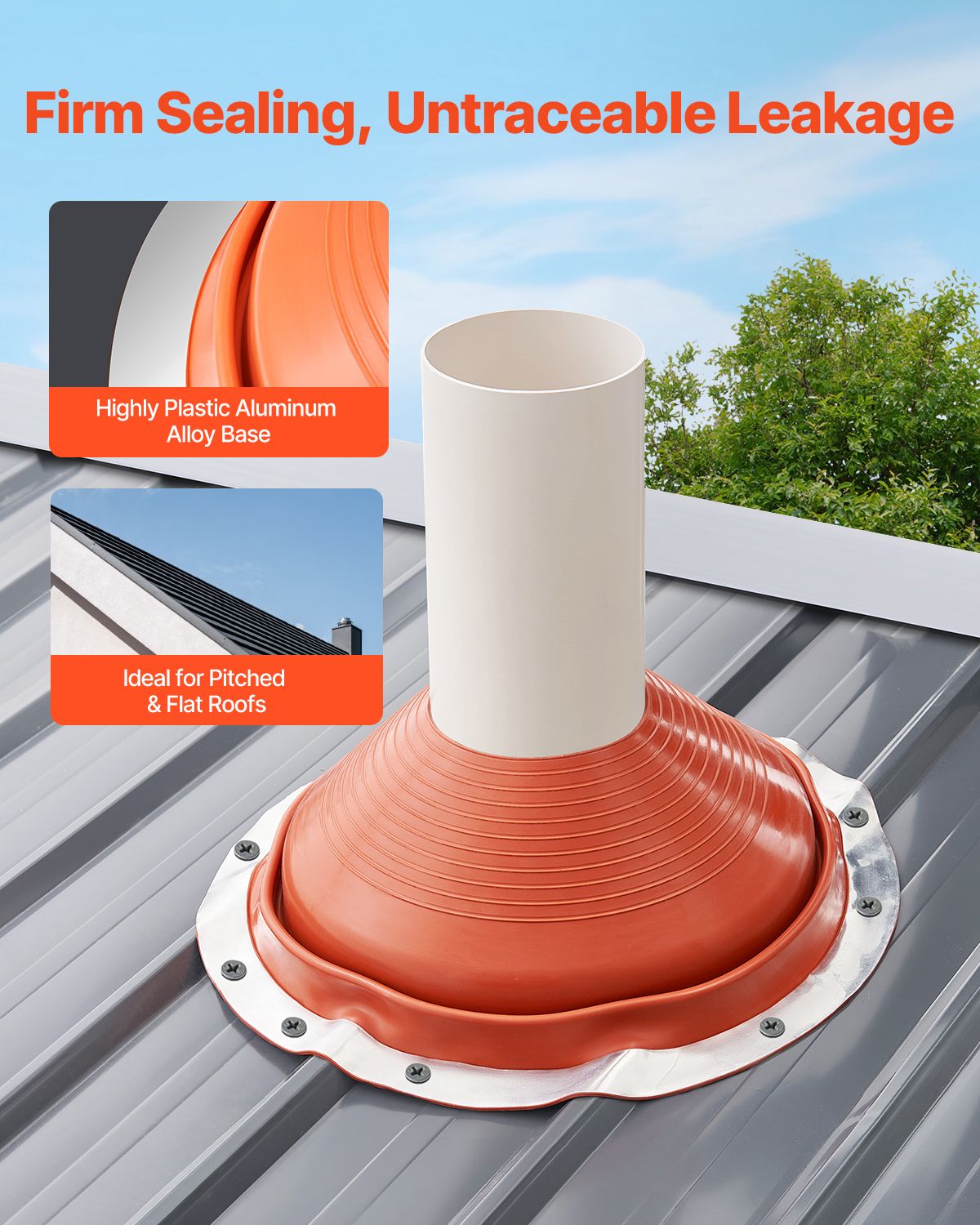 Metal Roof Pipe Flashing Boot Fits 254-483 mm Pipe High Temp Red Silicone — image 4