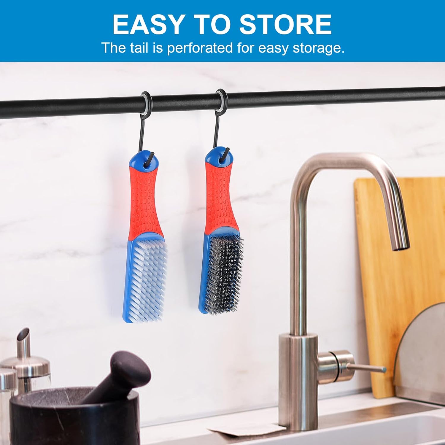 Wire Brush 2 Pack, Multi-Purpose Stainless Steel Scratch Bristle & Nylon Abrasive Brush Set for Cleaning Heavy Duty Metal Rust, Scrubbing Dirt & Paint Removal — image 6