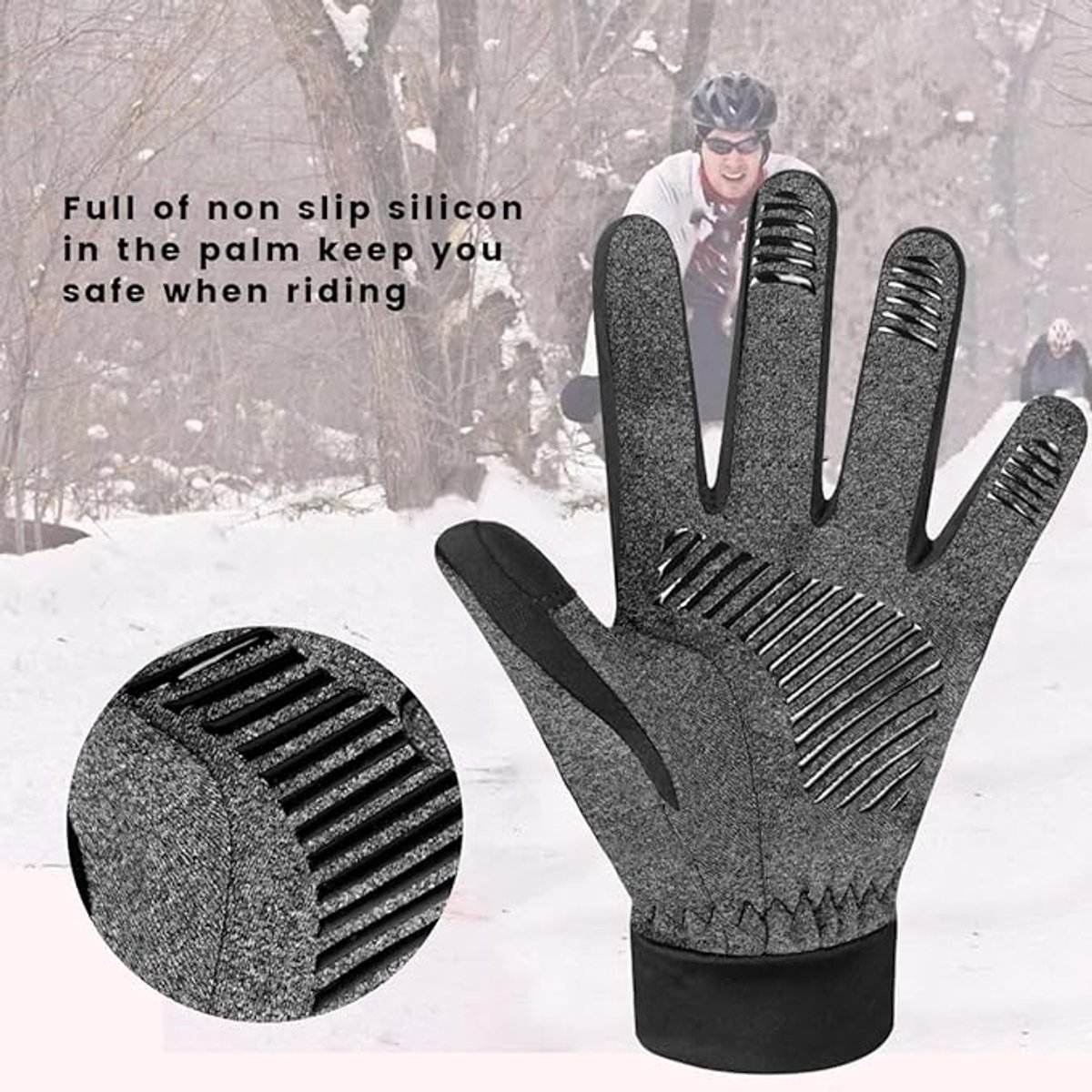 Gloves - Cycling Gloves - Windproof and Warm - Cycling Gloves - Winter Gloves for Women and Men - Suitable for Cycling - Jogging - Mountain Biking - Golf — image 3