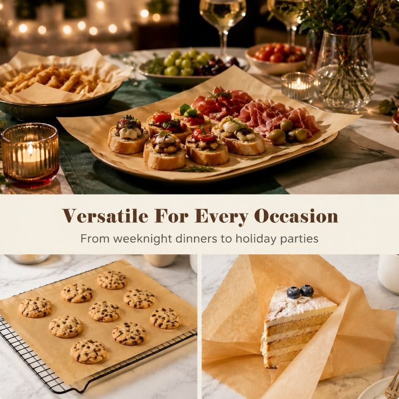 Baking Paper Parchment Paper Non-Stick Baking Sheets 100-Piece Baking Paper - Original wood color - Size 25-35CM โ image 3