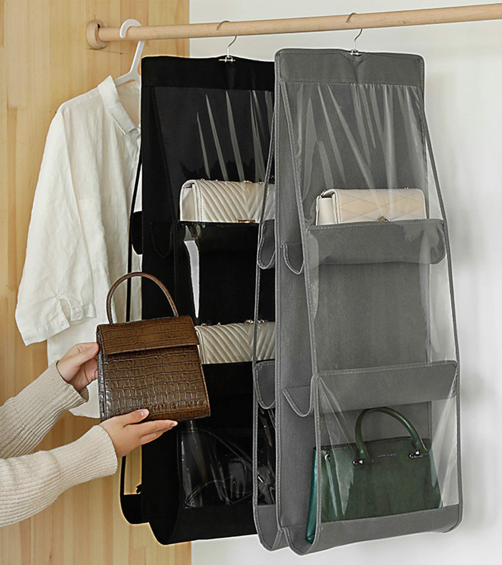 Handbag Storage Hanging Purse Organizer Bedroom Organization Dust-Proof Holder Bag for Wardrobe Closet （2pcs） — image 4
