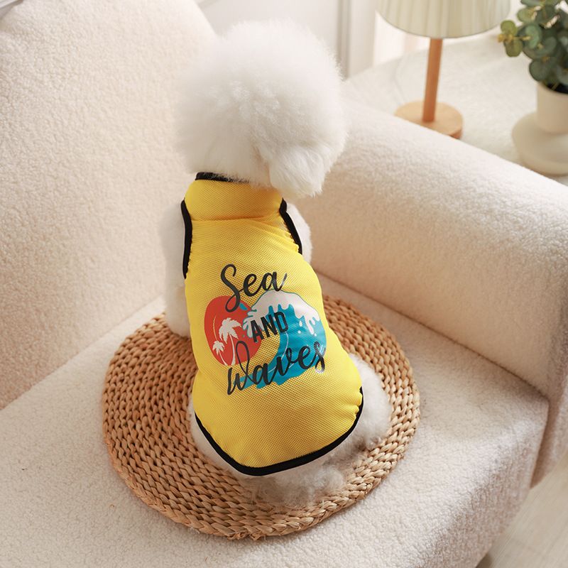 Pet Mesh Vest Polyester Trendy Cartoon Style Mesh vest-wave XS
