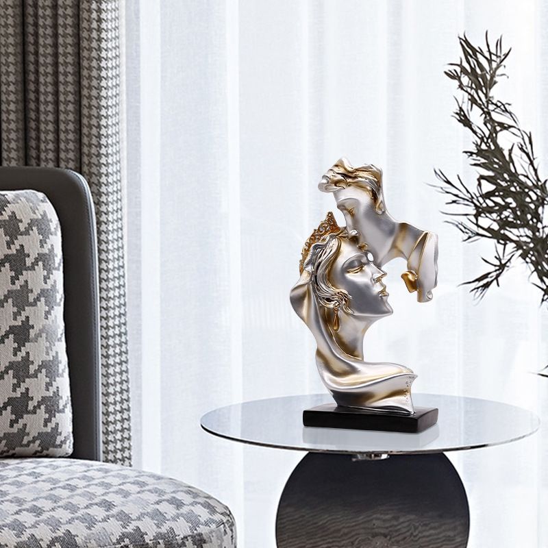 Couples Kiss Sculpture,Abstract Art Couple Sculpture Home Furnishing Resin Statue Modern Home Resin Sculptures Decorative Objects โ image 2