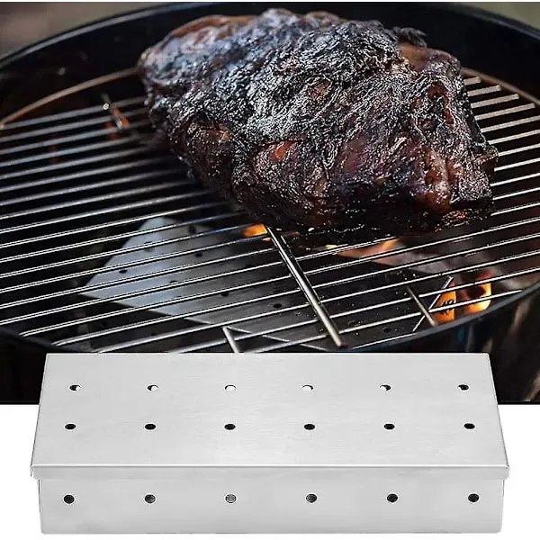Stainless Steel BBQ Smoker Box, Ventilated Wood Chip Box for Outdoor Grilling, Meat and Fish Smoking, Silver, 22 × 9 × 4 cm — image 5