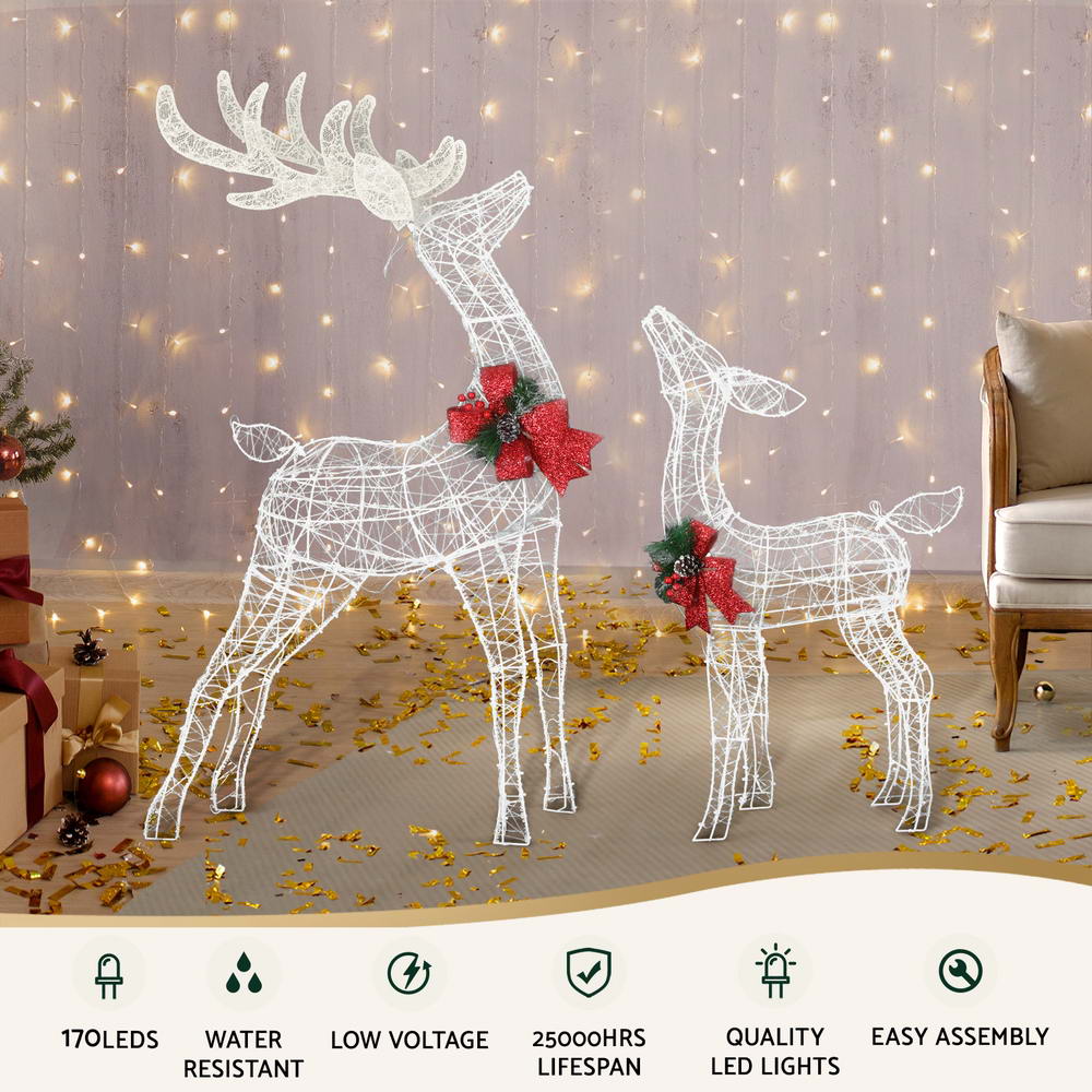 Jingle Jollys Christmas Lights 2pcs Reindeer Set Fairy Light 170 LED Decorations — image 4