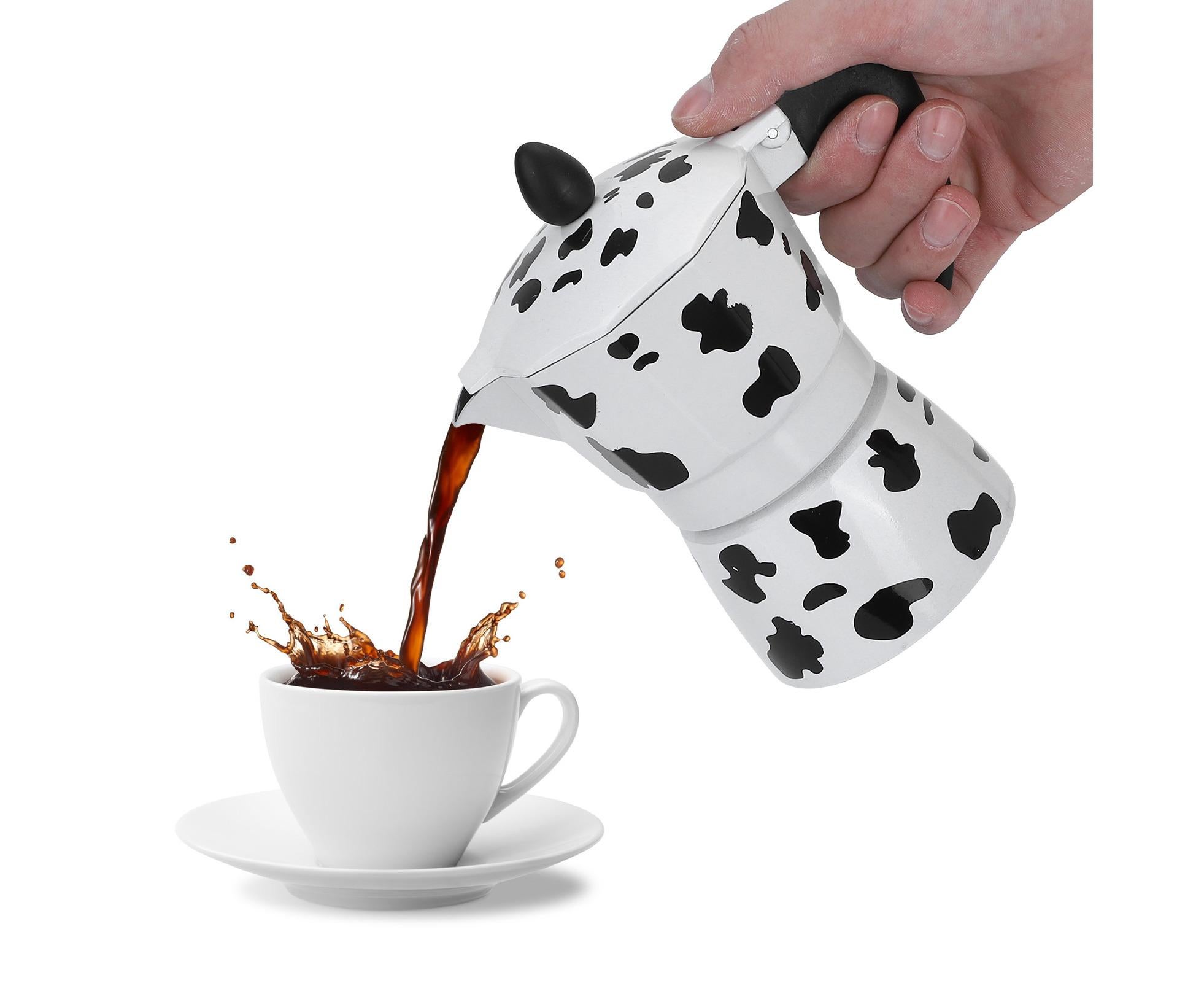 Aluminum Coffee Pot Kettle, Moka Maker for Home Use, Milk Cow Color, 3 Cups, 150ml โ image 6