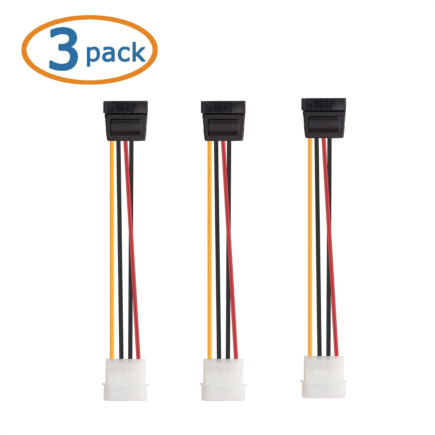 3-Pack 4 Pin Molex to SATA Power Cable (SATA to Molex) - 6 Inches โ image 6