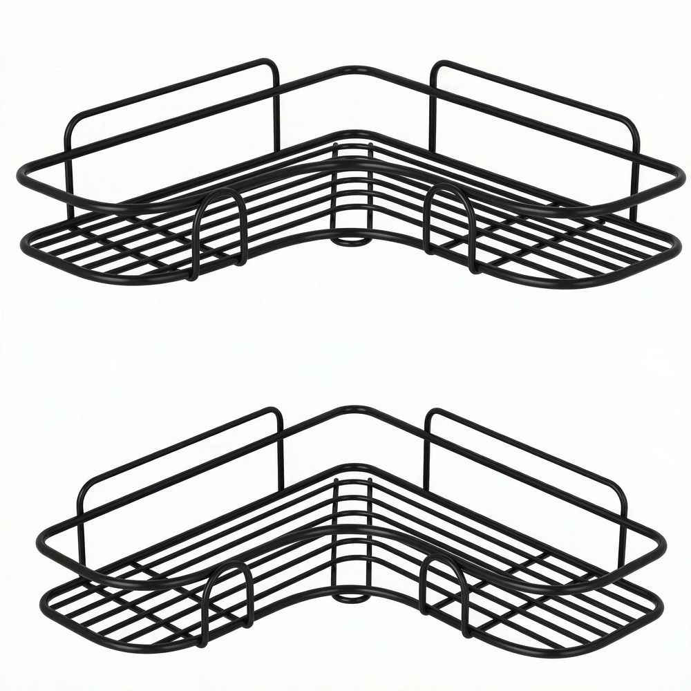 2 pc Bathroom Shelf, Shower Caddy Rack, Bathroom Kitchen No Punching Triangle Storage Rack Wall mounted corner