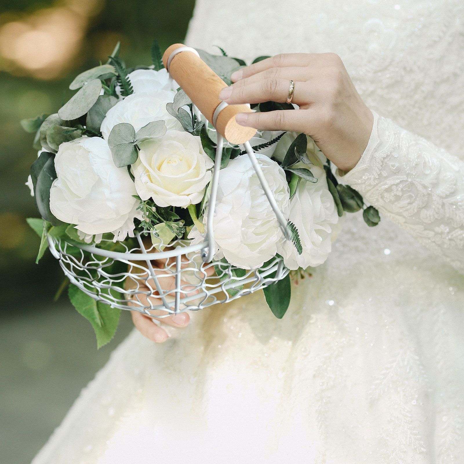 2pcs Flower Girl Basket Wedding Flower Baskets Metal Baskets Home Decor — image 4