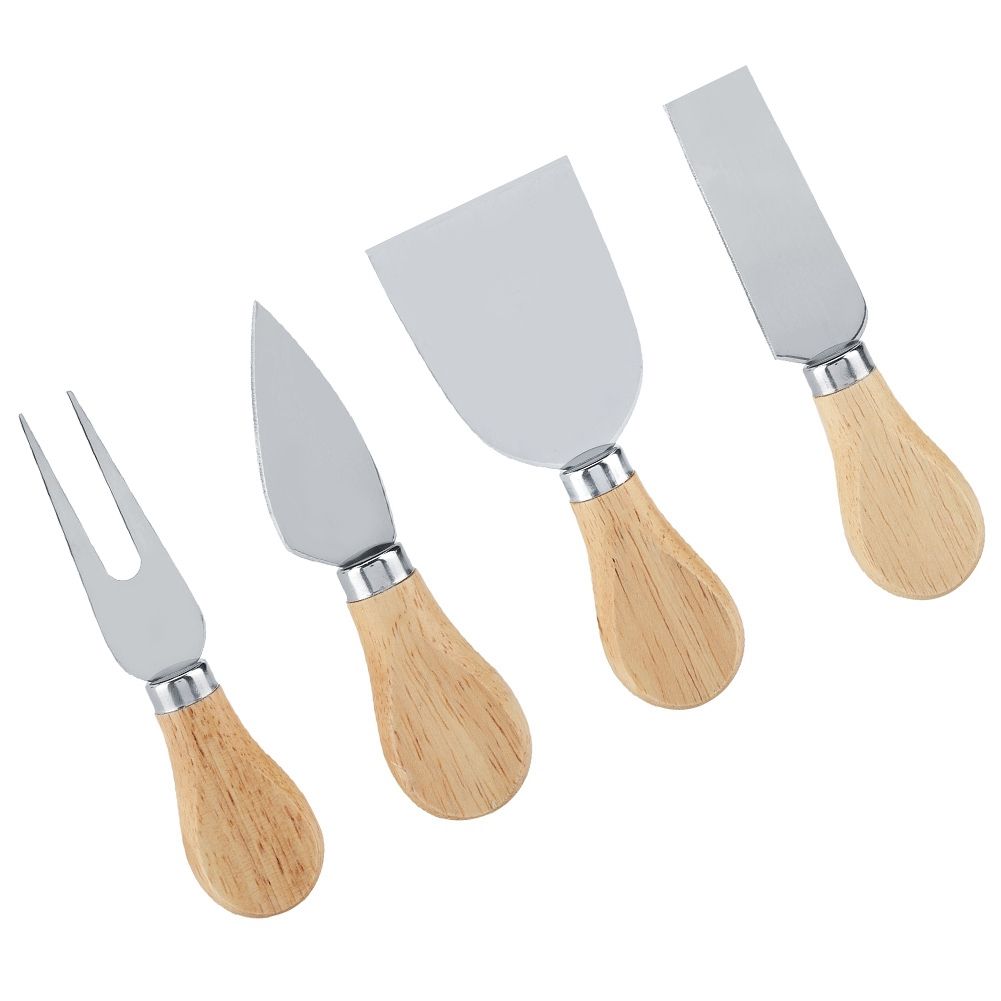 4PCS/Set Stainless Steel Cheese Knives Set Wooden Handle Cheese Cutting Knife Slicer Cutter Set โ image 3