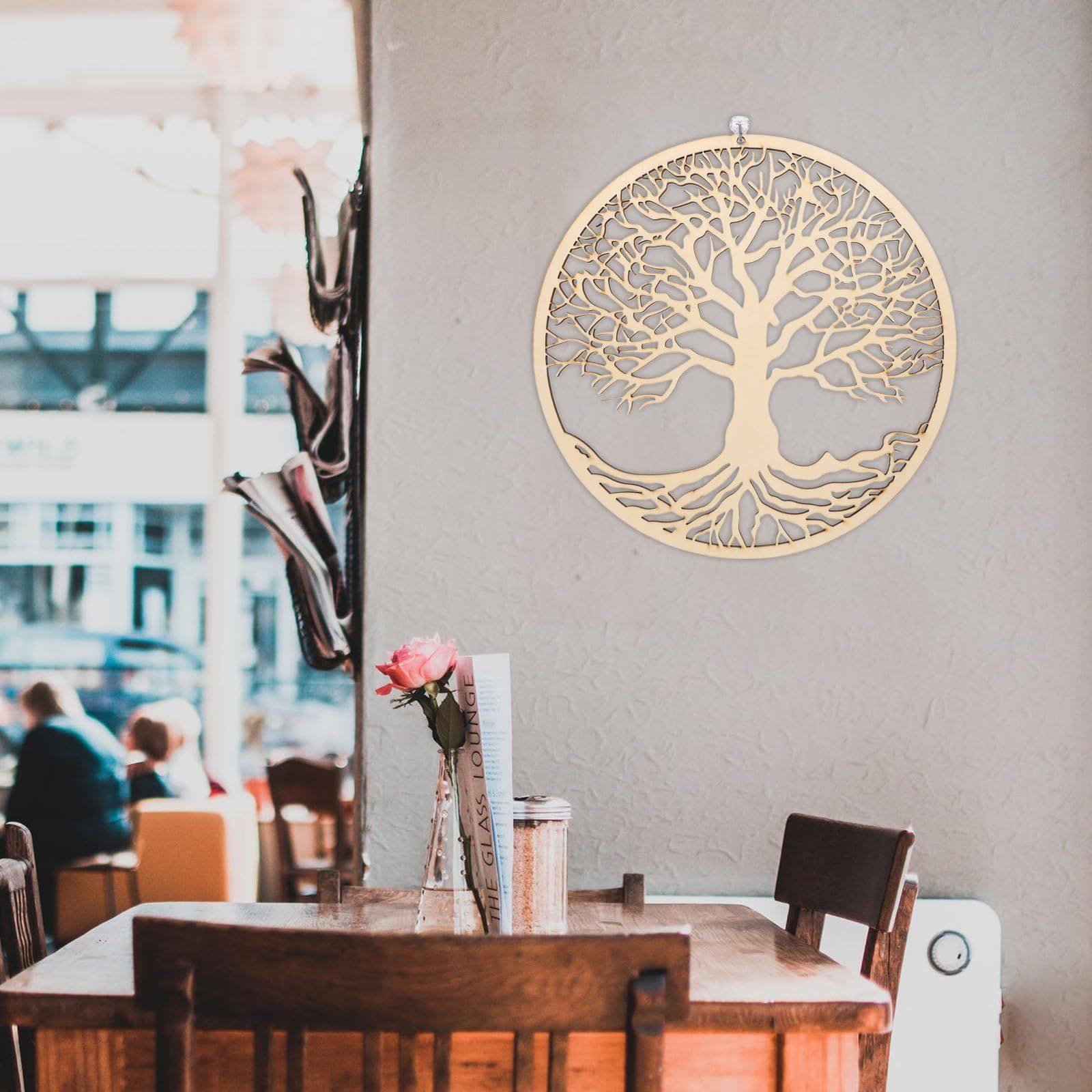 Tree of Life Pendant Wooden Tree of Life Hanging Art Wall Wooden Flower Wall Decoration Wedding Logo — image 4