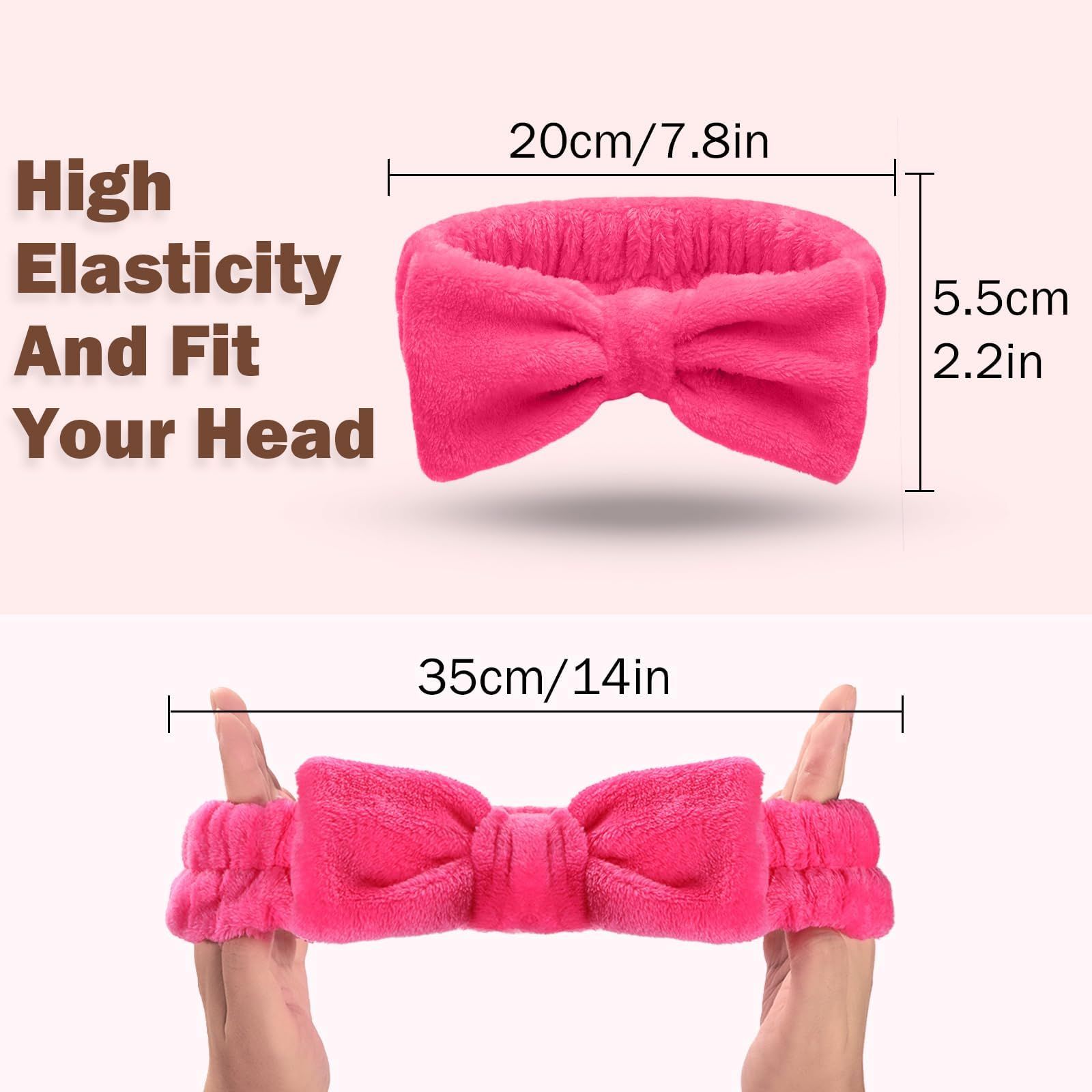 4 Pack Spa Headband, Makeup Headband Skincare Headbands Bow Hair Band,Soft Coral Fleece Head Band Wraps for Women and Girls — image 4