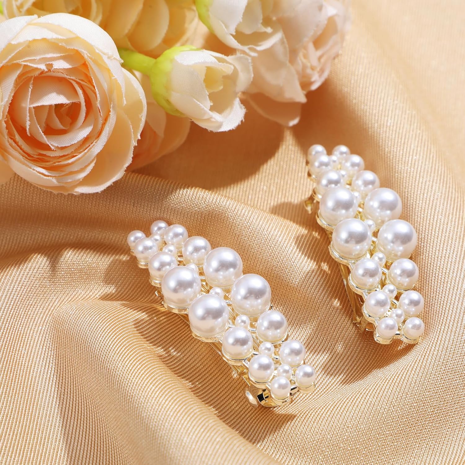 2Pcs Pearl Barrettes for Women,Classic Pearl Hair Clips French Bridal Hair Pins for Party Wedding Fancy Barrettes Christmas Gifts โ image 6
