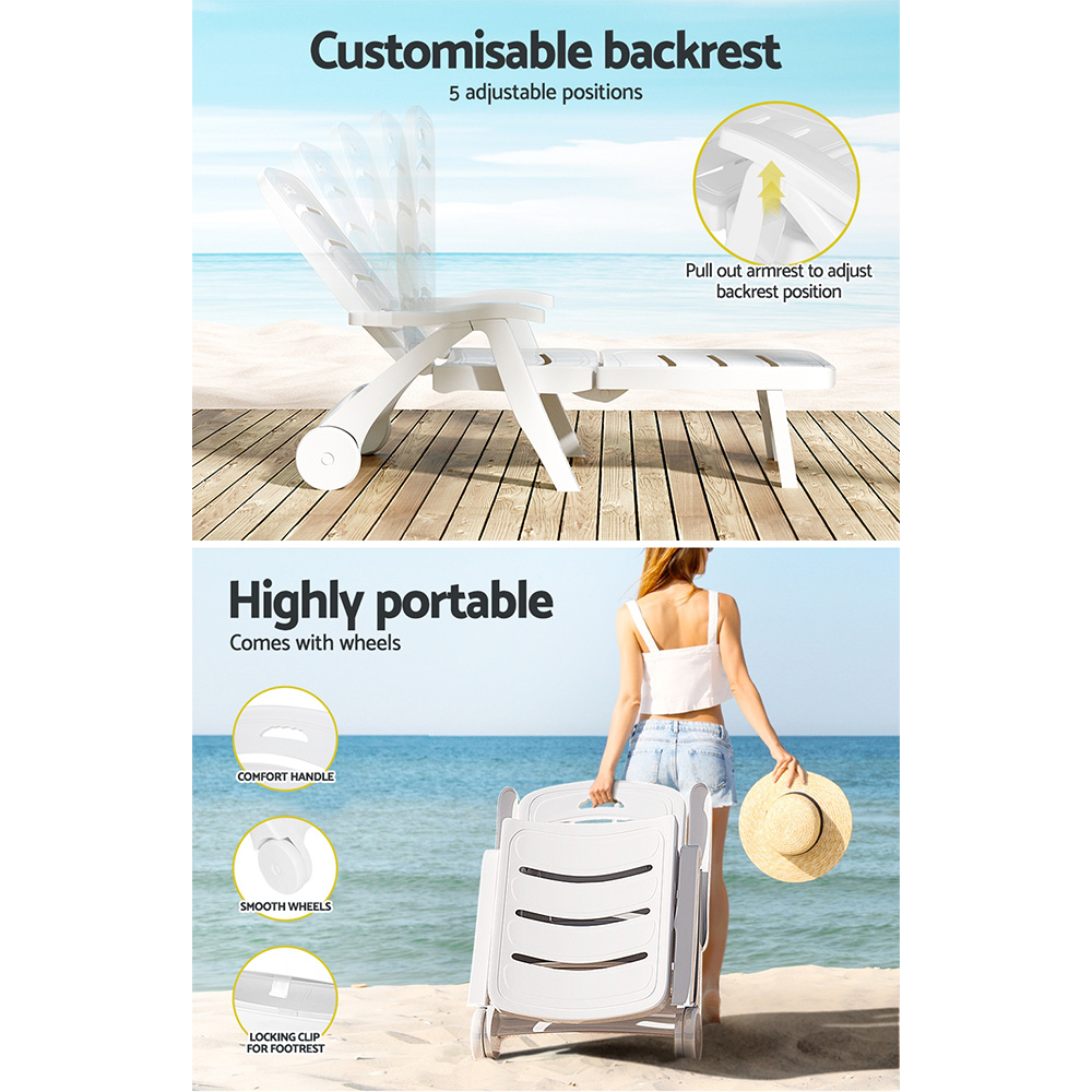Gardeon Sun Lounger Folding Chaise Lounge Chair Wheels Patio Outdoor Furniture โ image 6