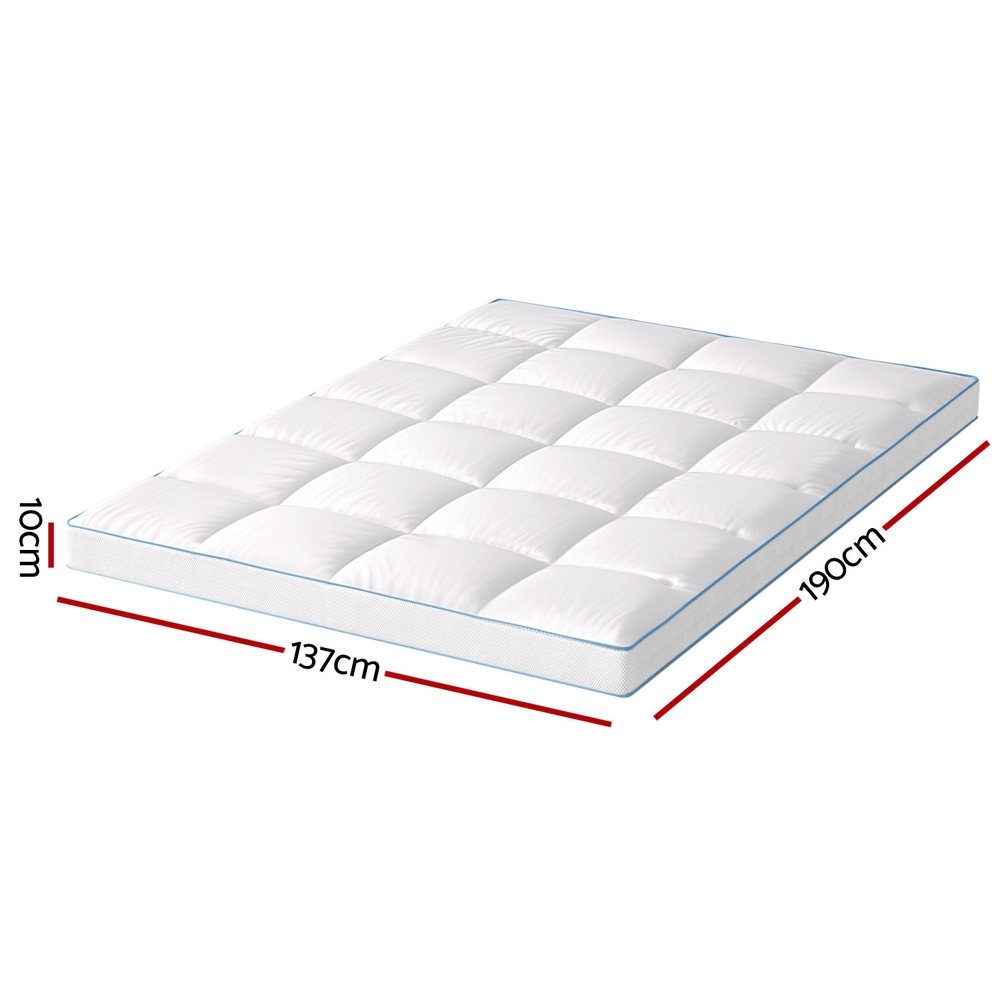 Giselle Bedding 1500GSM Bamboo Pillowtop Mattress Topper 10cm Thick Pad for Back Pain Relief, High Loft Cooling Underlay for Dorm & Guest Bed, 45cm Deep Pocket โ image 2
