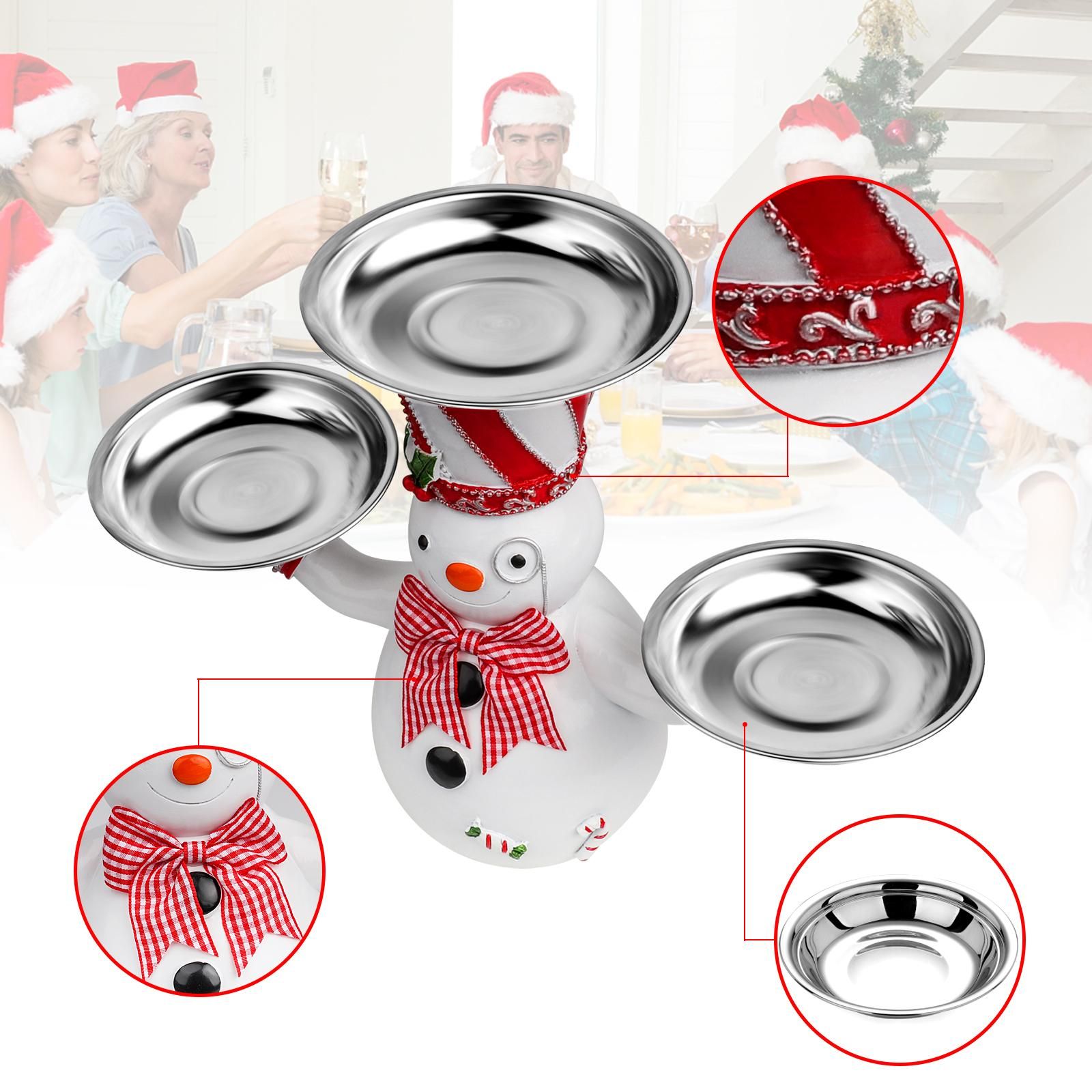 Christmas Snowman Treats Holder Santa Holding Tray Fruit Bowl Rack Resin Home Party Food Snack Storage Rack — image 3